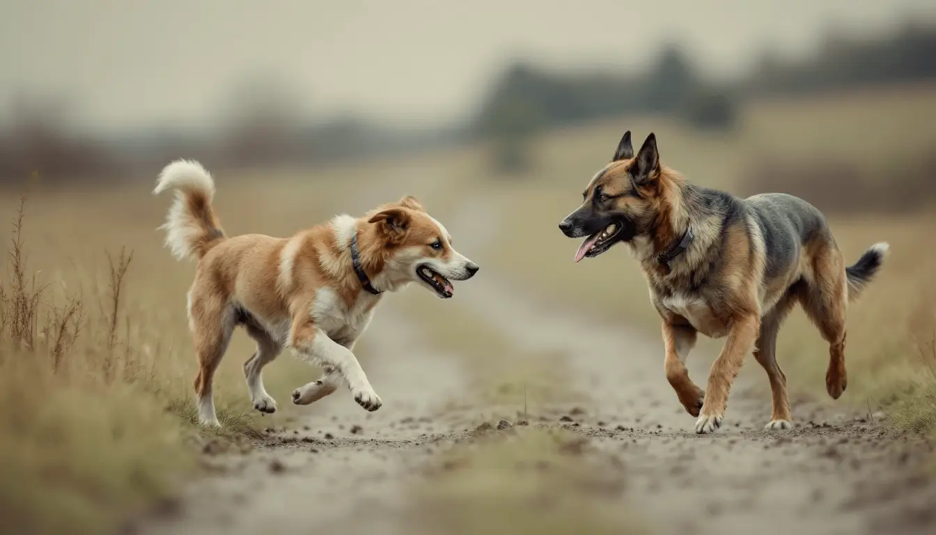Körpersprache Hund Intreaktion von 2 Hunden